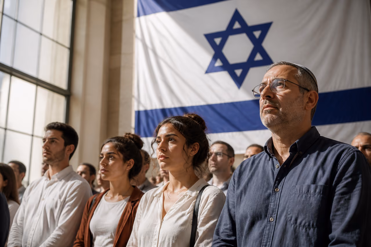 Diverse Group Reciting the Israel Pledge of Allegiance