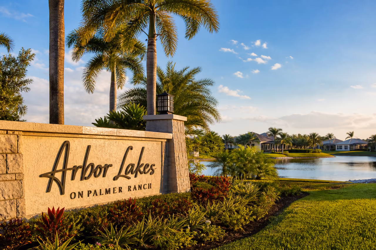 Luxury Entrance and Lake View at Arbor Lakes on Palmer Ranch