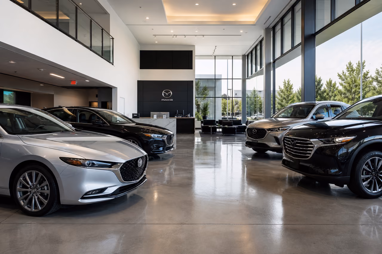 Modern Automotive Showroom with New Japanese Vehicles
