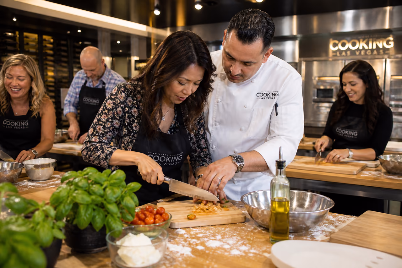 Students Learning Culinary Techniques at a Cooking Class in Las Vegas
