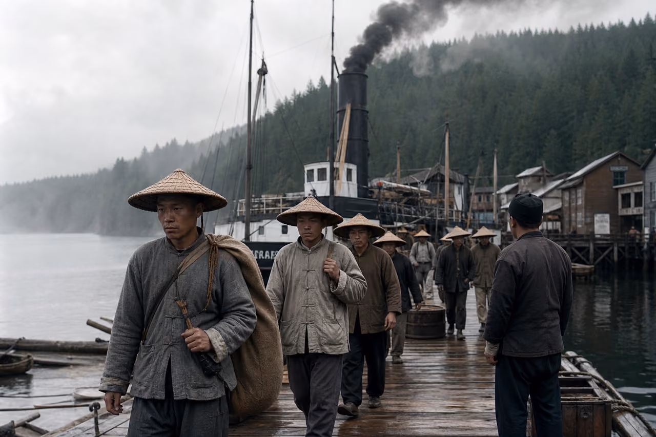 Chinese Migrants Arriving at a British Columbia Coastal Port