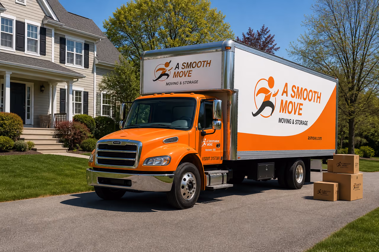 Orange Moving Truck Parked in a Hanover Residential Driveway