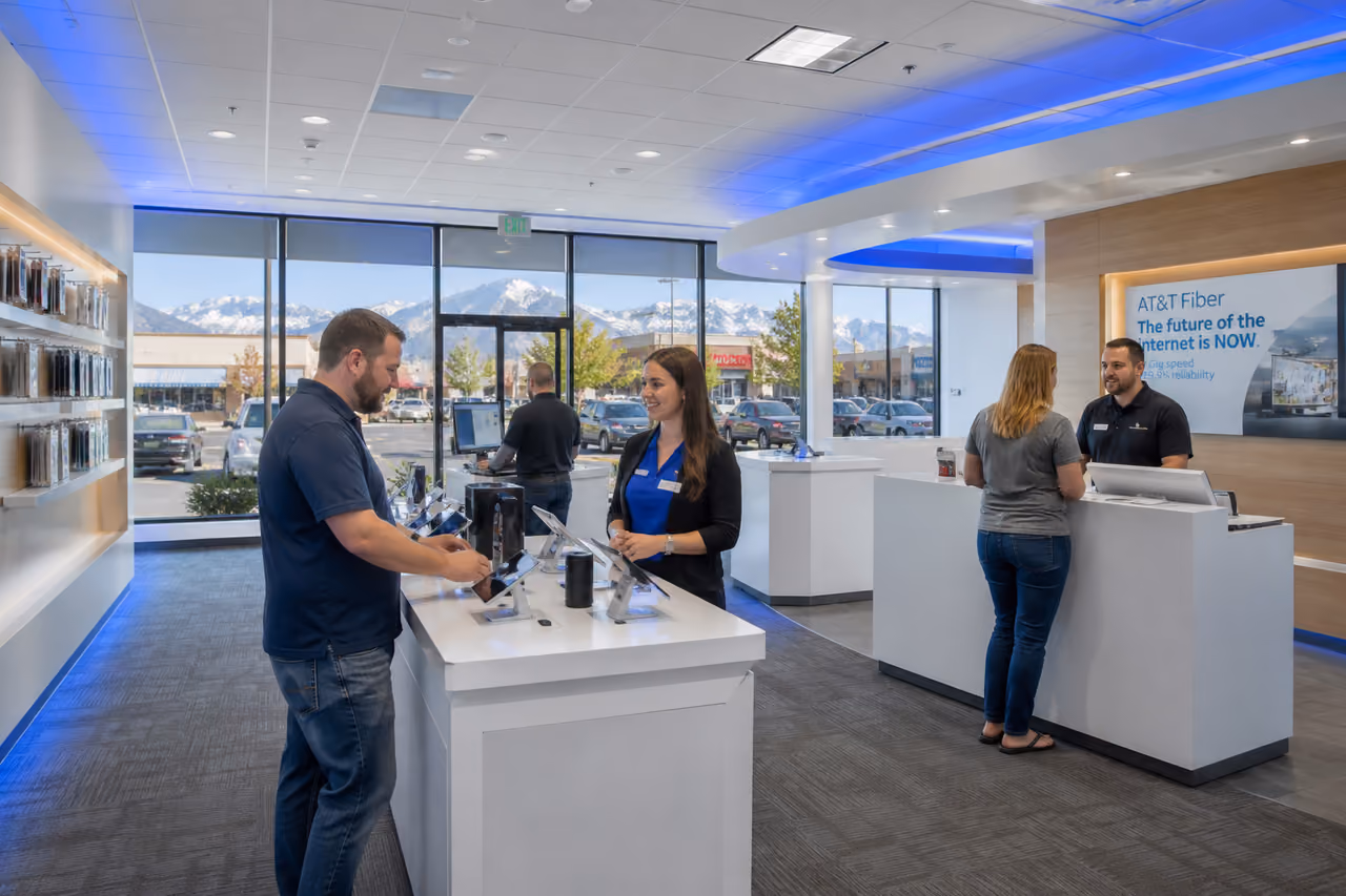 Customers Visiting a Telecommunications Store in Cottonwood Heights
