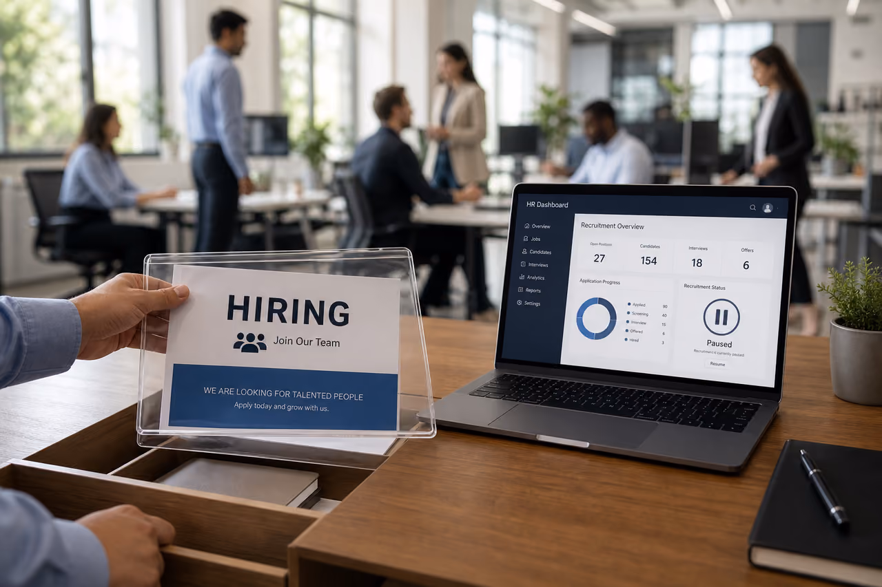 Hr Manager Pausing Recruitment Process in Corporate Office