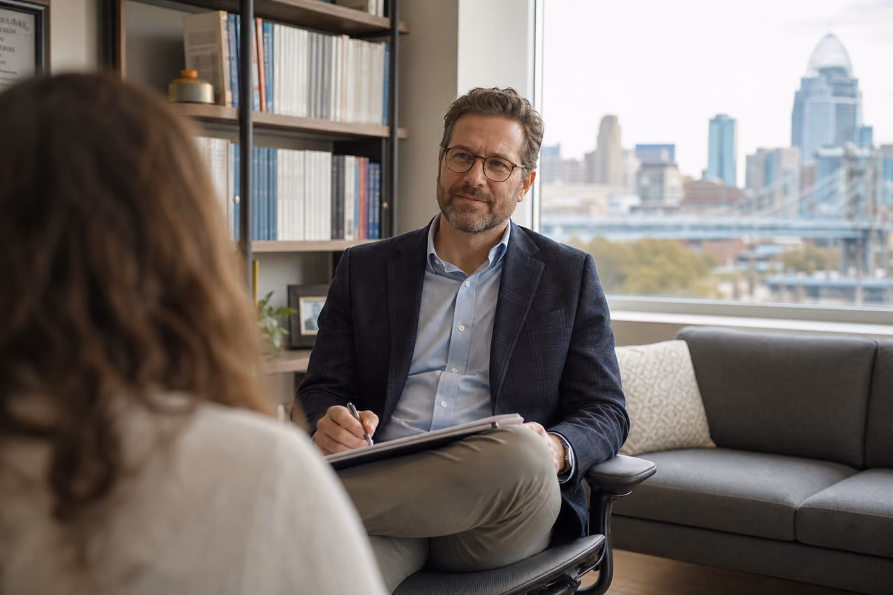 Psychiatrist Conducting a Therapy Session in a Cincinnati Office