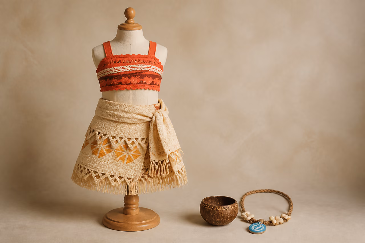 Polynesian Inspired Costume for Toddler on Mannequin