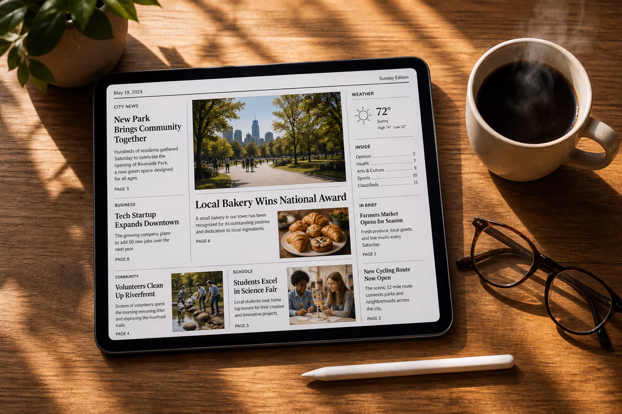 Digital Newspaper E-Paper Edition Displayed on a Tablet Screen
