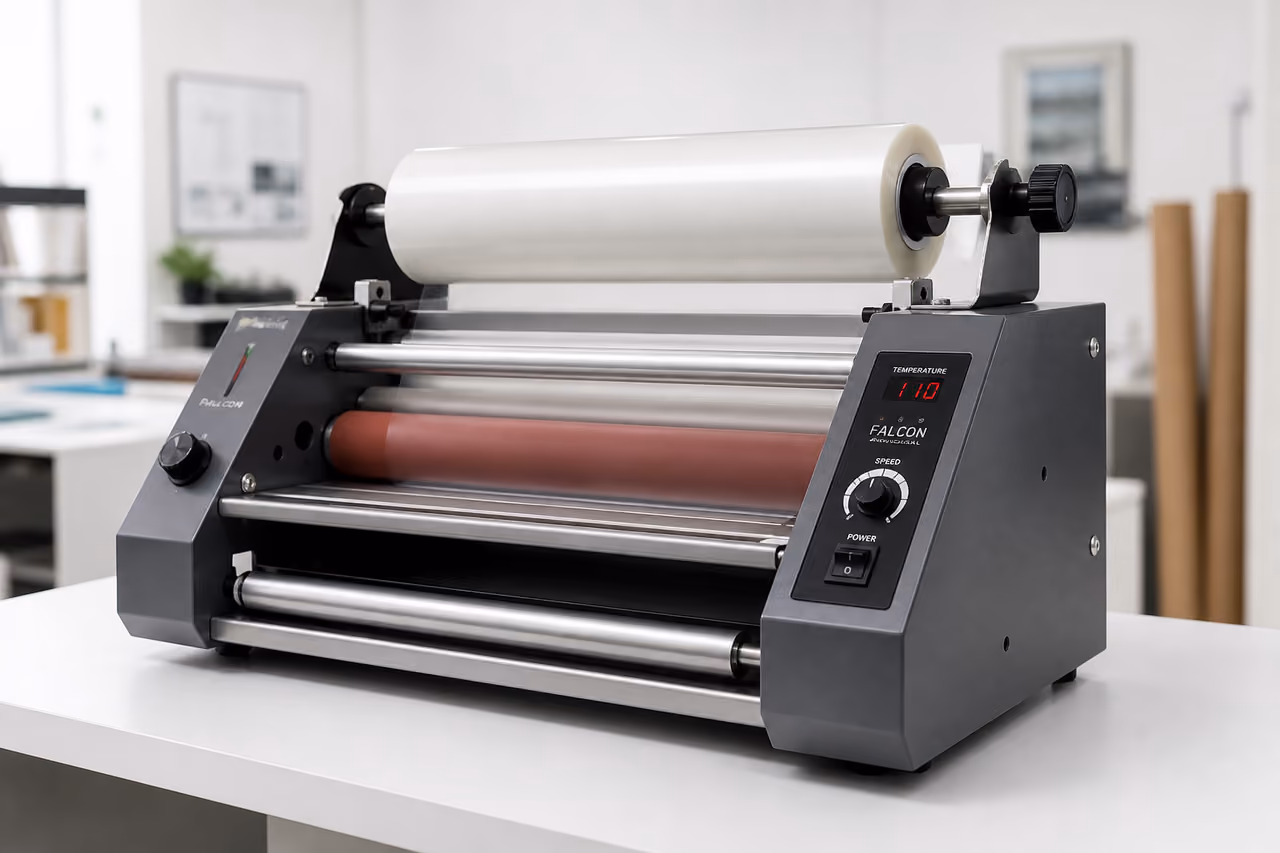 Ultima 65 Thermal Roll Laminator on a White Workbench