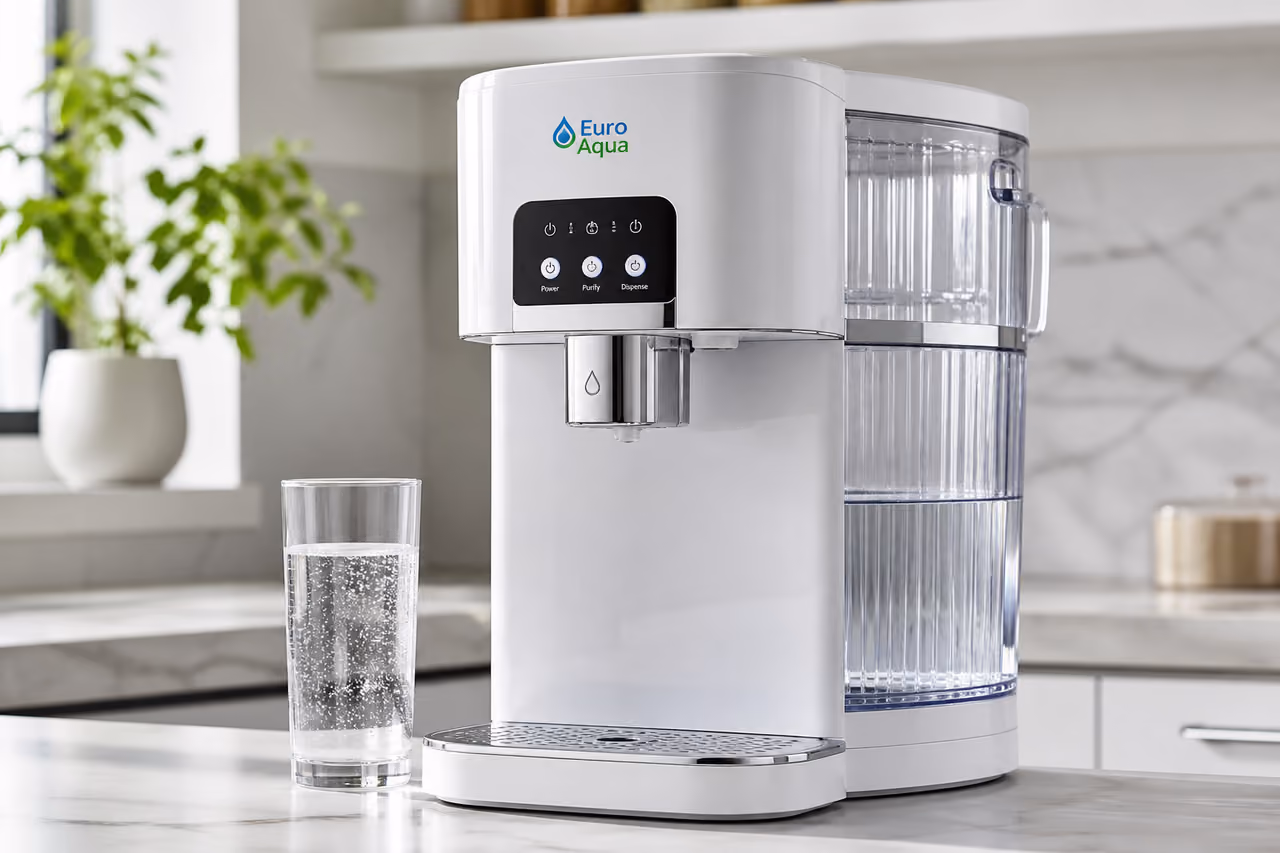 Euro Aqua Water Purifier on a Modern Kitchen Counter