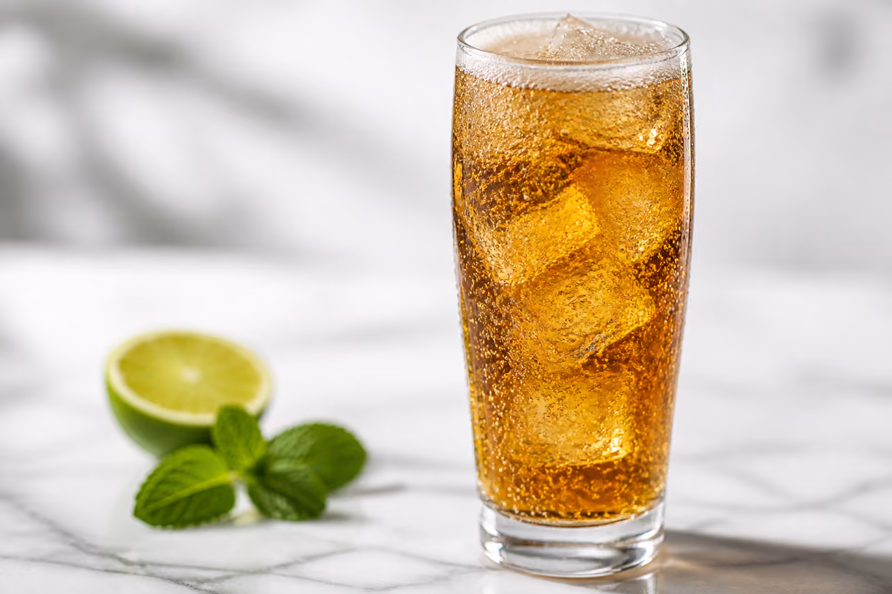 Chilled Glass of Diet Guarana Soda with Ice