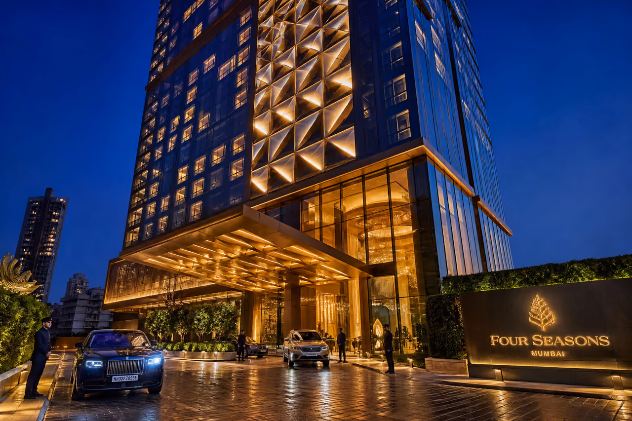 Modern Exterior of the Grand Hyatt Mumbai at Dusk