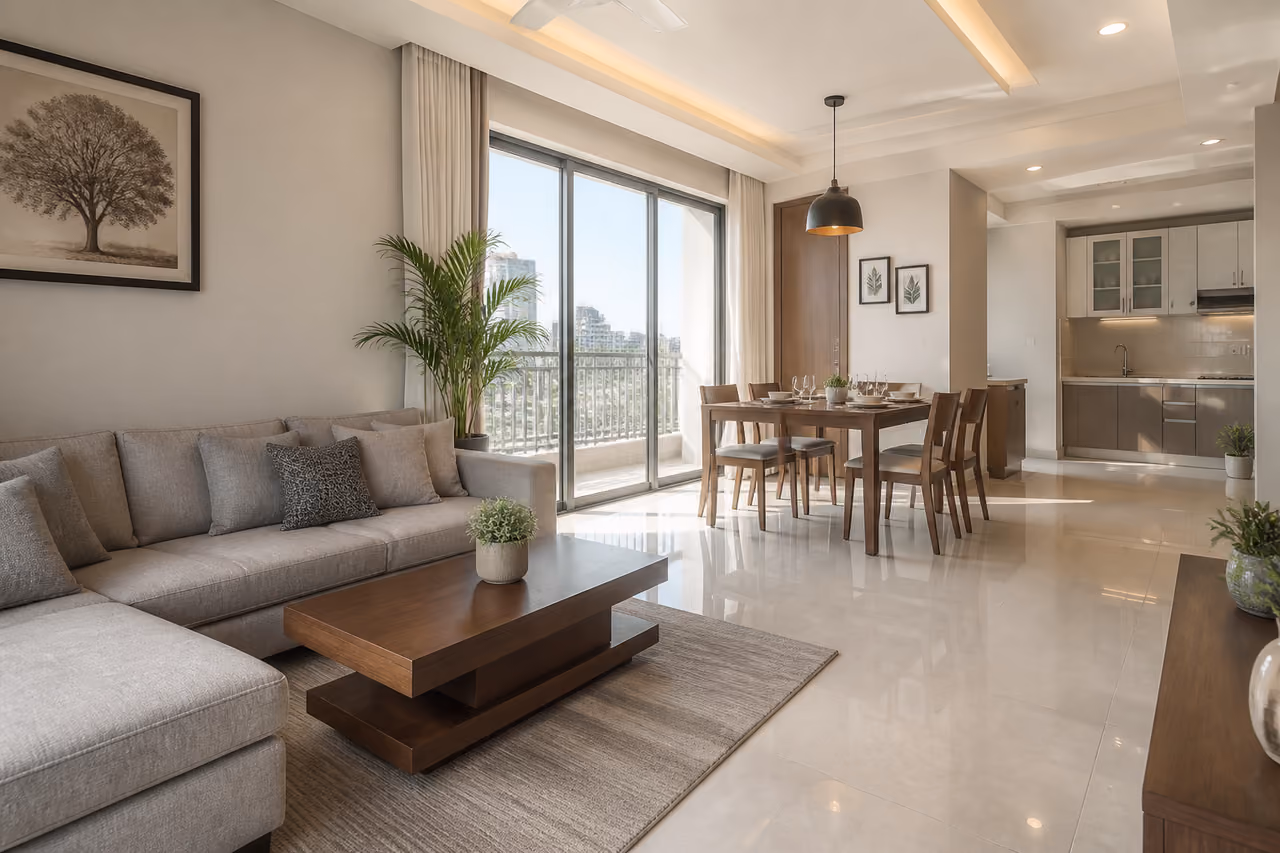 Modern Living Room of a 2 Bhk Flat in Sundarpada Bhubaneswar