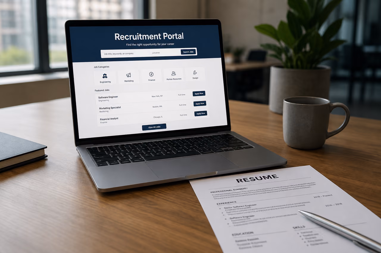 Professional Laptop and Resume for Job Application Process