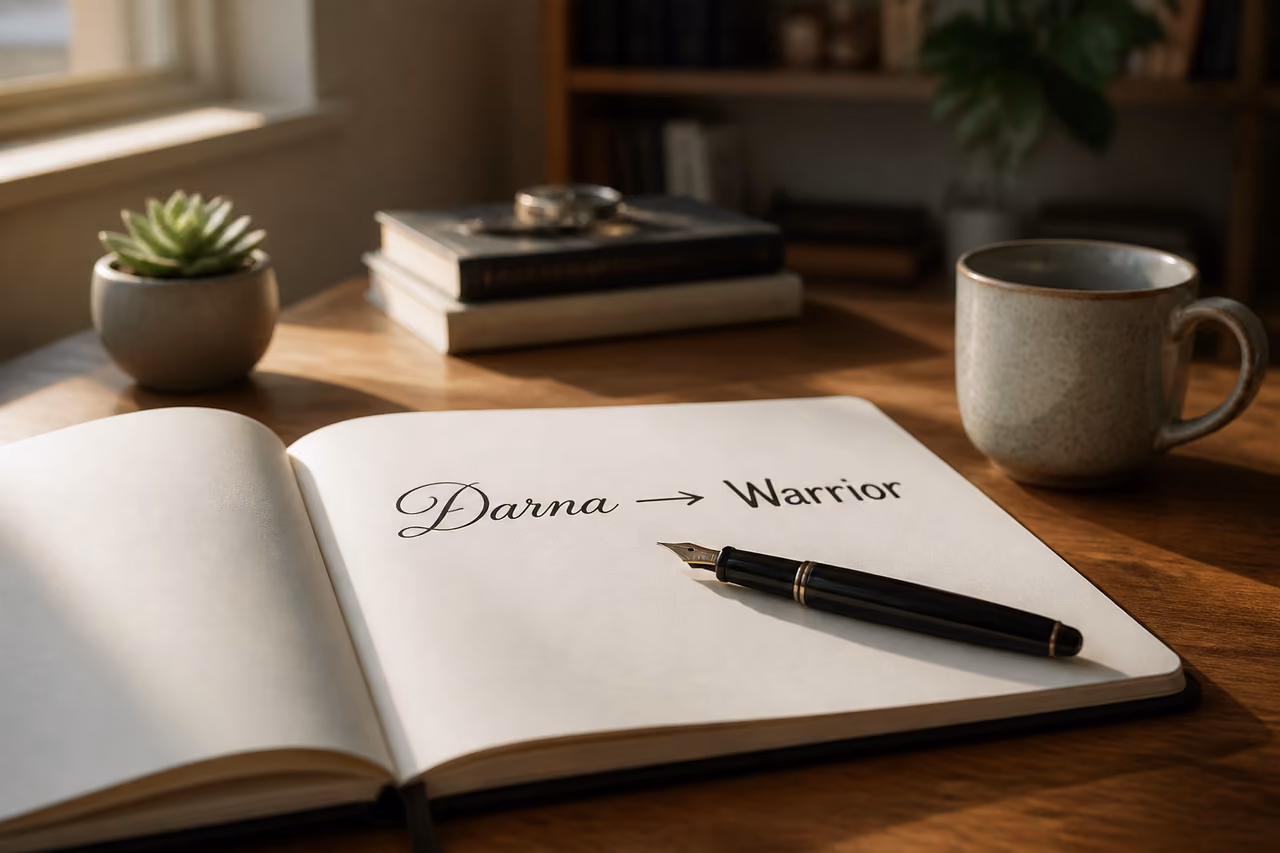 Handwritten Translation of Darna to Warrior in Notebook