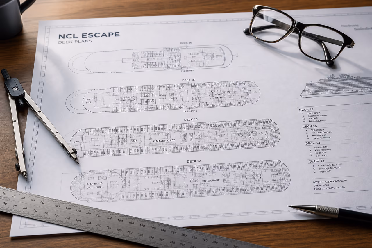 Technical Deck Plans for Ncl Escape on Drafting Table