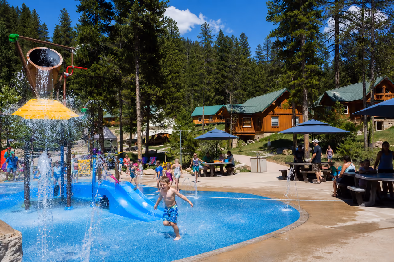 Family Camping Resort with Water Splash Park and Cabins