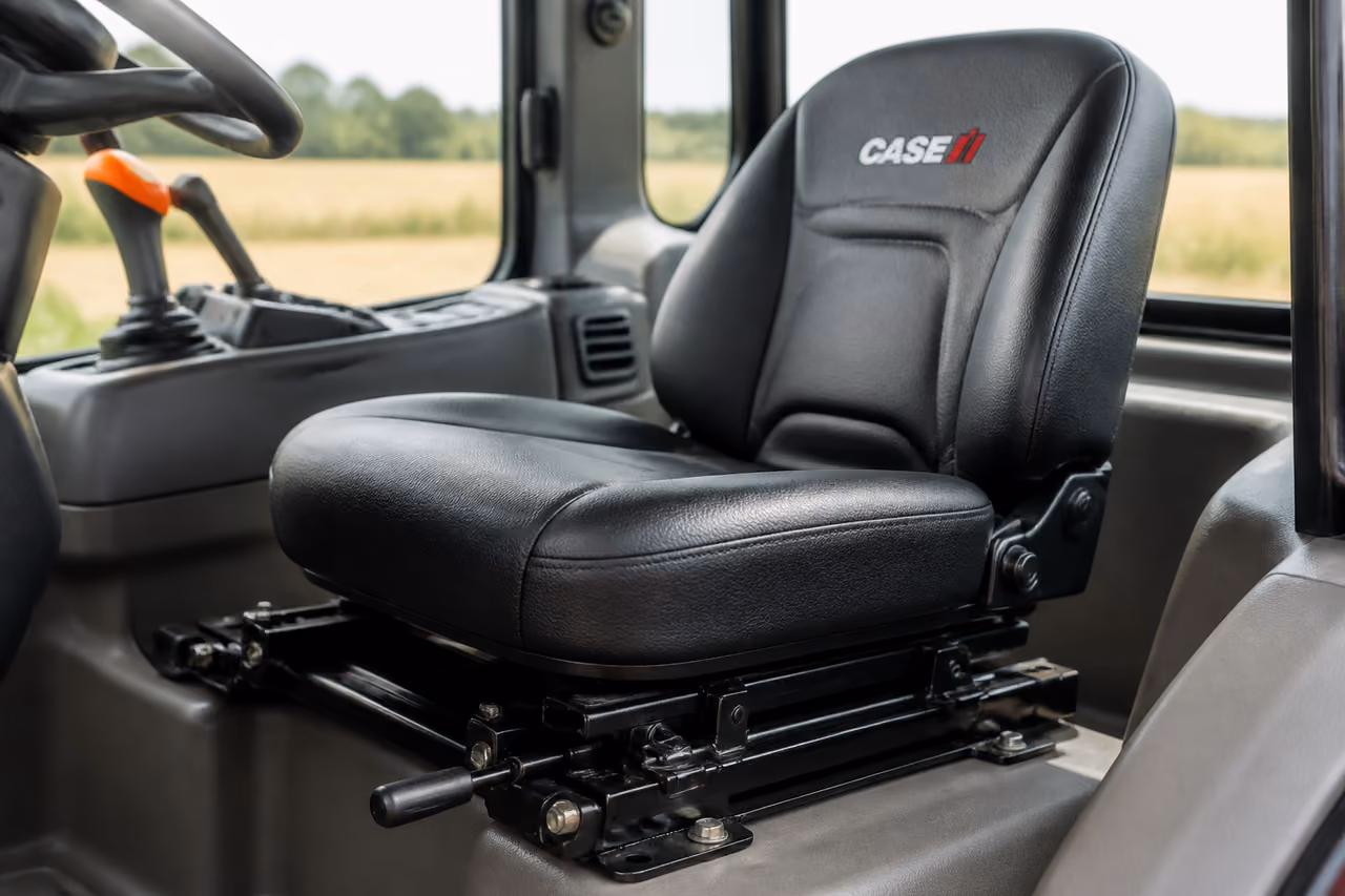 Ergonomic Passenger Seat Inside a Modern Case Tractor Cabin