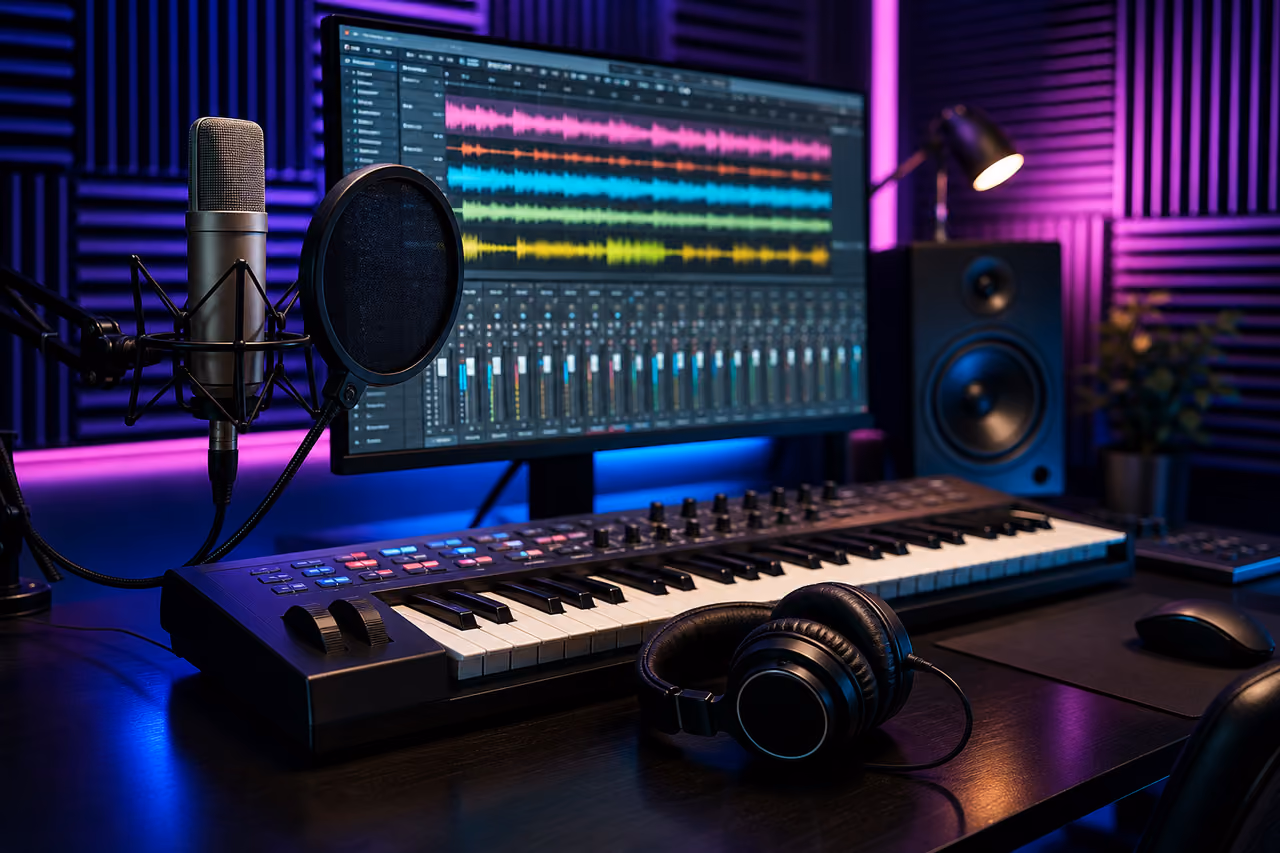 Professional Music Production Setup in a Modern Sound Studio
