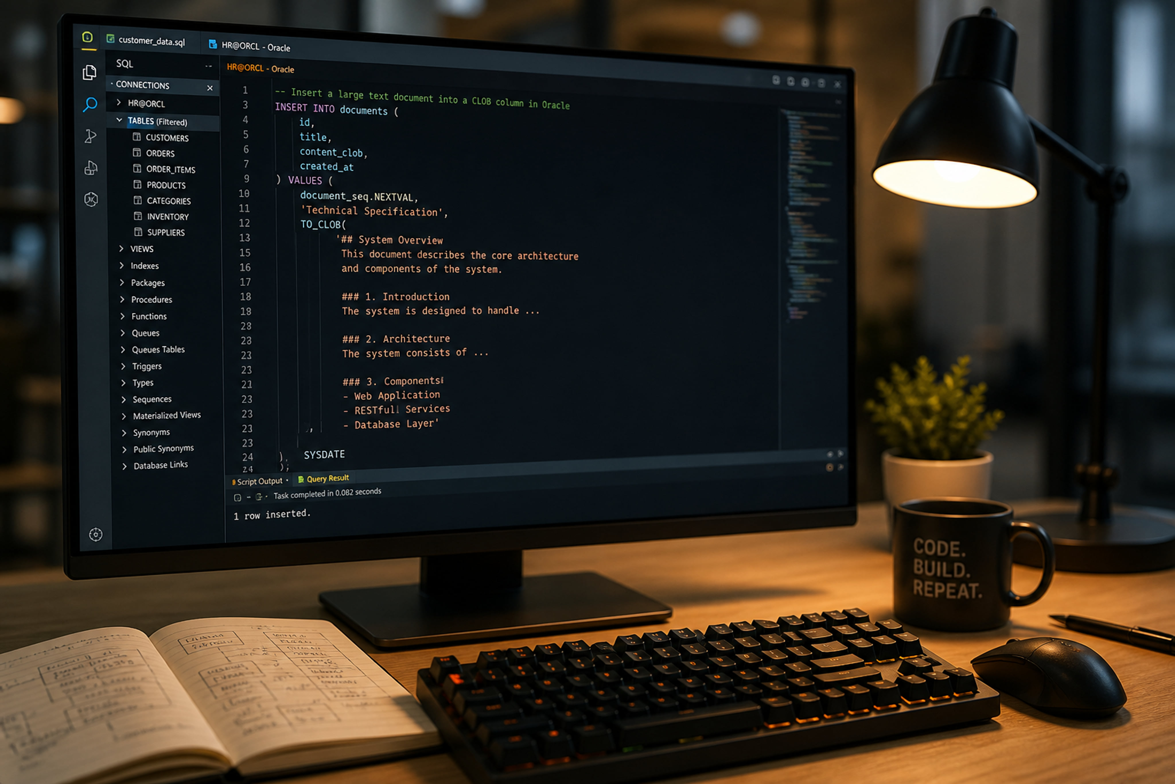 Software Developer Writing Insert Clob Oracle Sql Code