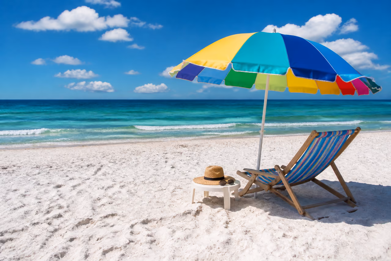 Sunny Beach Scene with Emerald Waters in Destin Florida