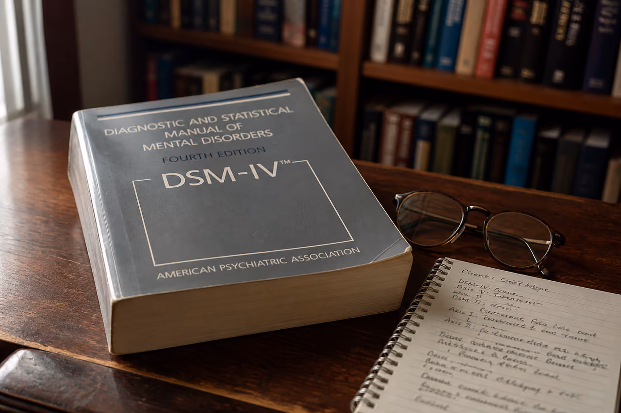 Dsm Iv 4th Edition Manual on a Wooden Desk
