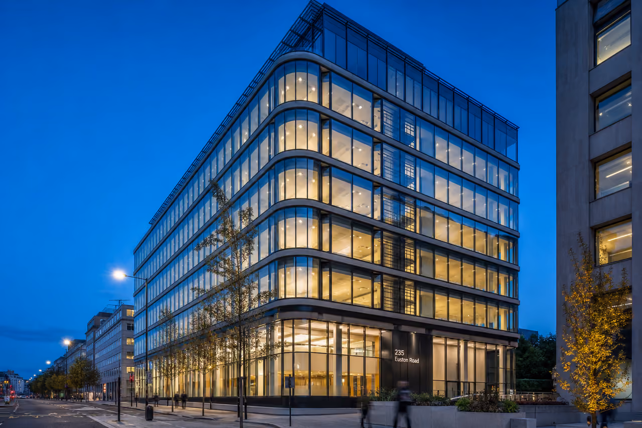 Modern Exterior of 235 Euston Road Office Building in London