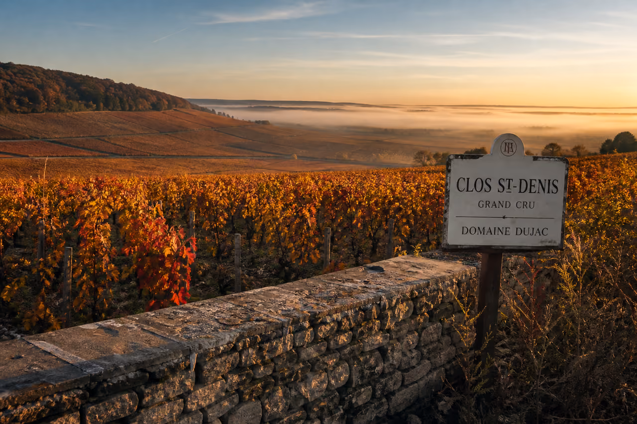 Autumn Vines at the Clos St Denis Vineyard in Burgundy