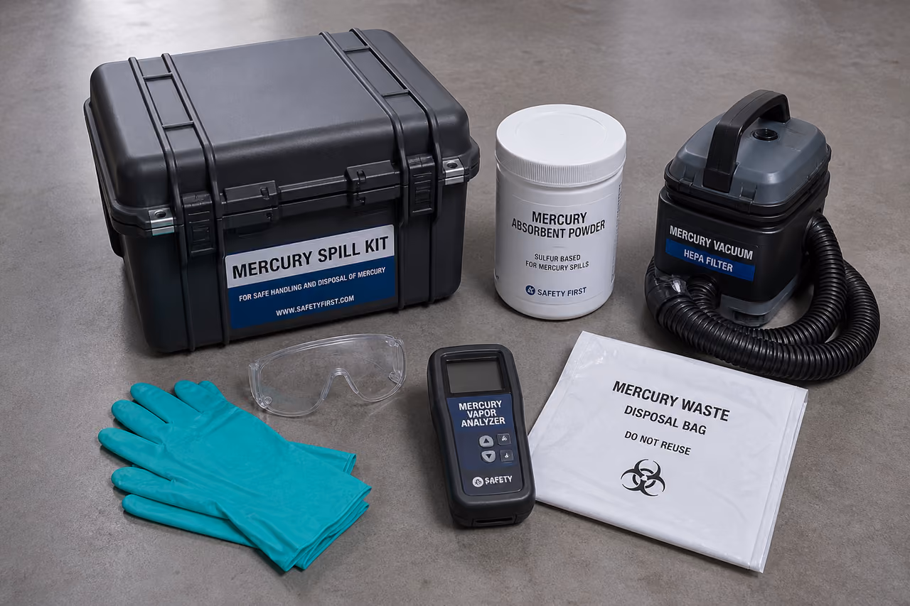 Mercury Spill Management Kit with Safety Equipment