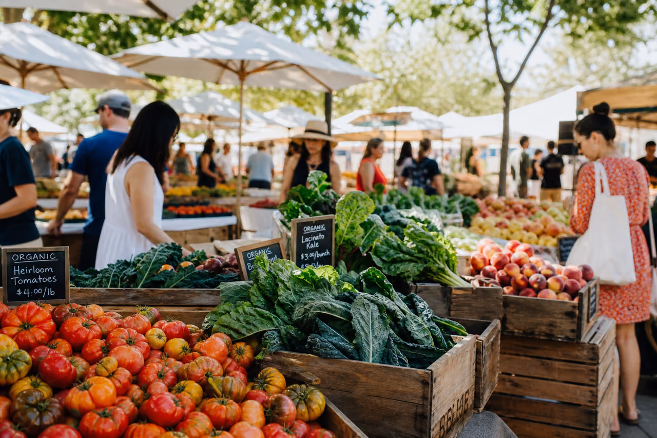 Fresh Organic Produce at a Roseville Farmers Market
