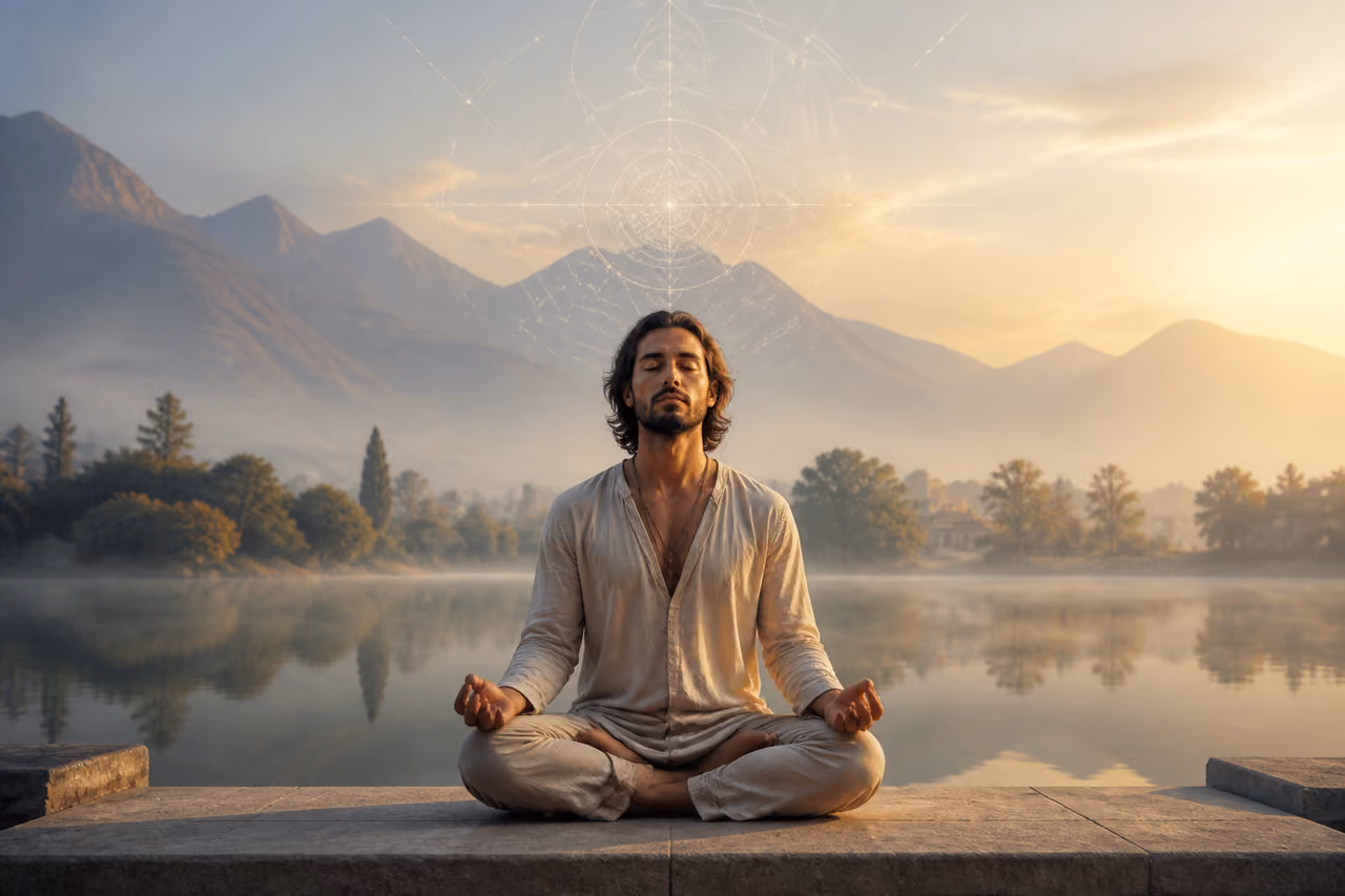 Person Practicing Meditation for Mental Clarity by a Misty Lake