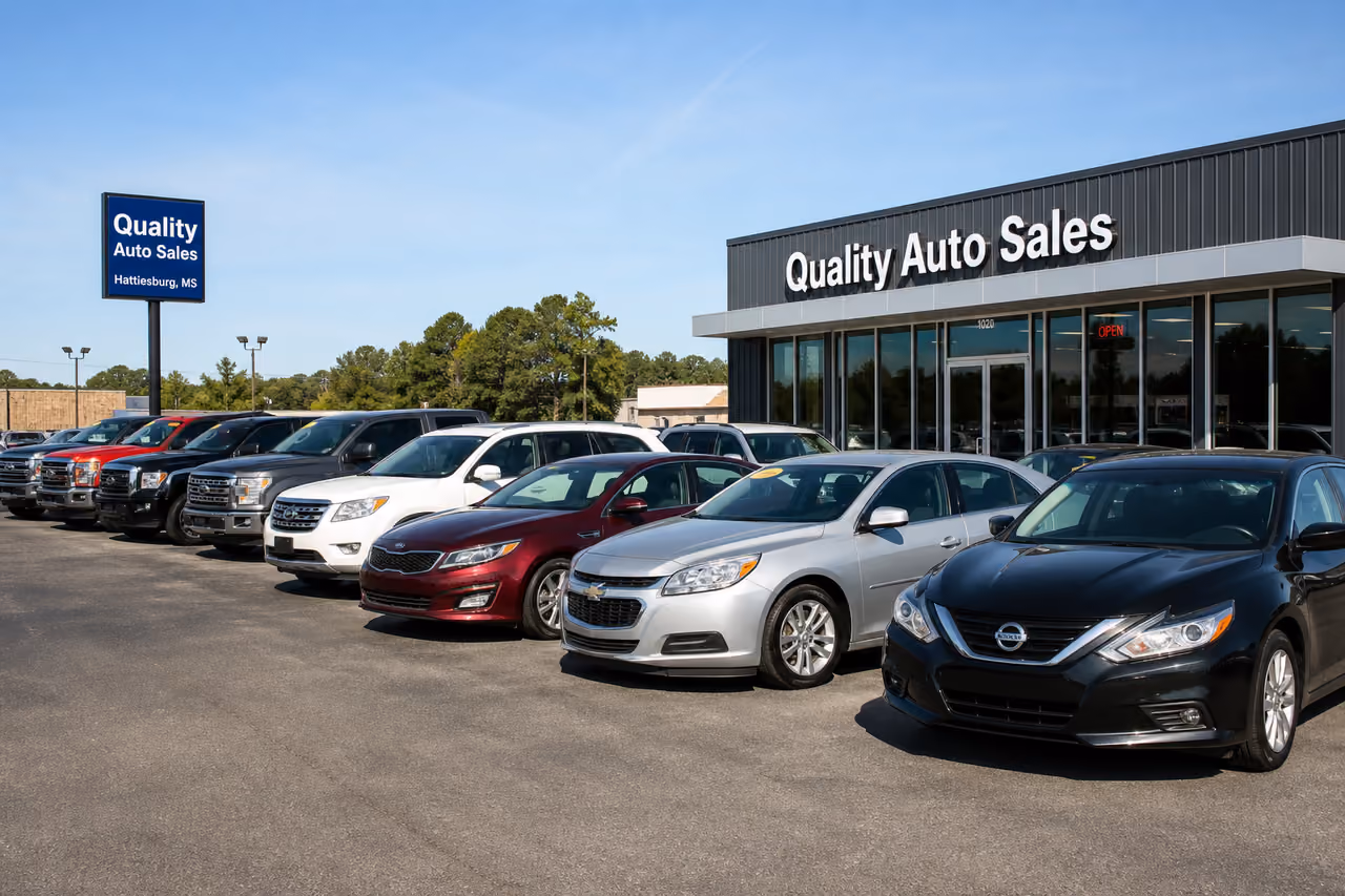 Diverse Selection of Cars and Trucks at a Dealership Lot