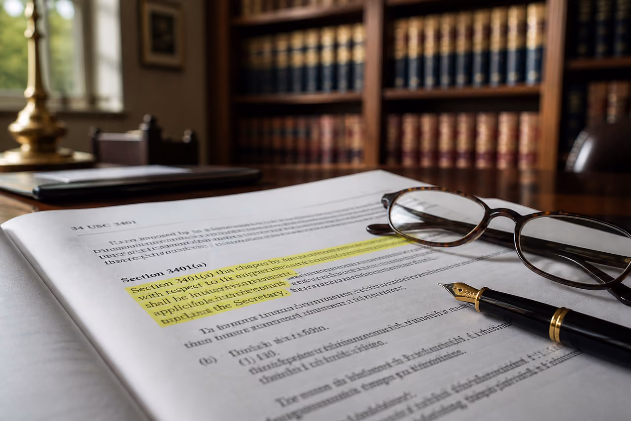 Legal Document Highlighting Section 3401(a) on Office Desk
