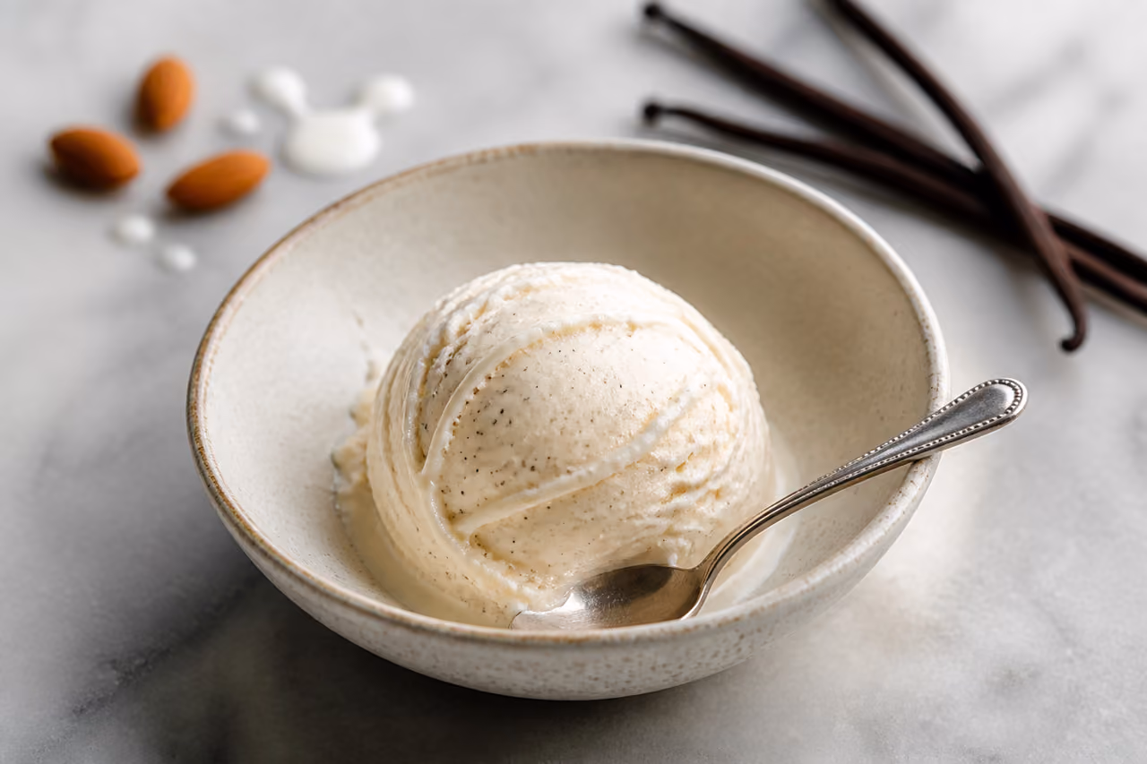 Scoop of Non-Dairy Gluten Free Dessert with Fresh Berries