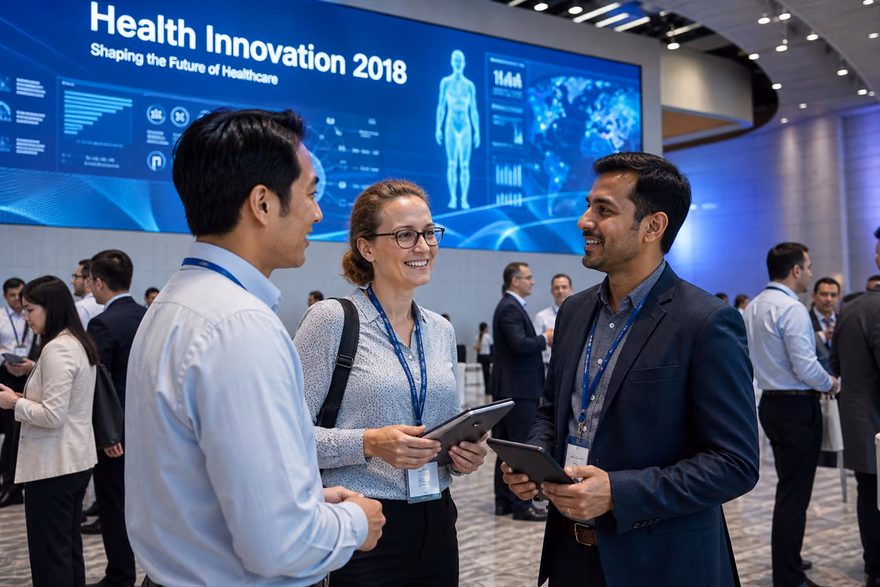 Healthcare Professionals Networking at a Health Innovation Conference