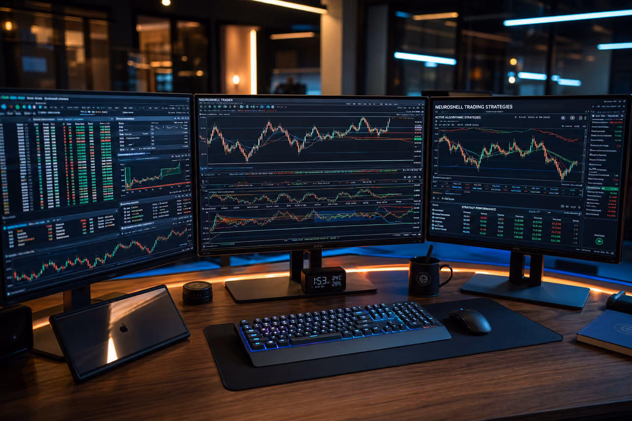 Professional Trading Station Displaying Neuroshell Trading Strategies