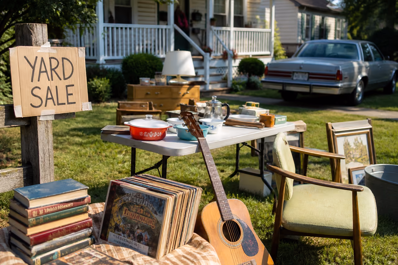 Eclectic Items Arranged at a Suburban Kentucky Yard Sale