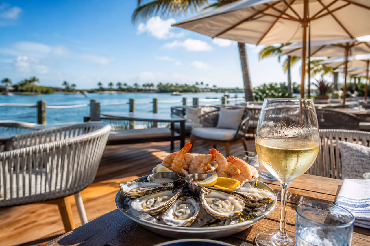 Seafood Platter on Waterfront Patio in Jupiter Florida