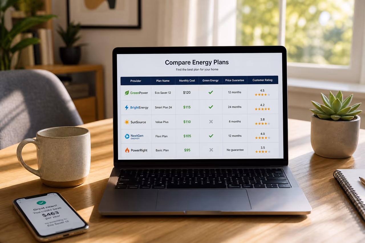 Person Comparing Energy Switch Offers on Laptop at Home