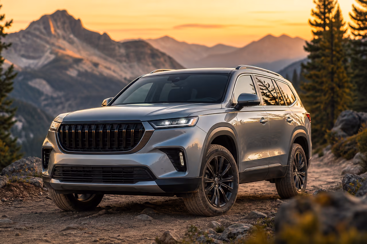 Nissan Terra SUV Parked on a Rugged Mountain Trail
