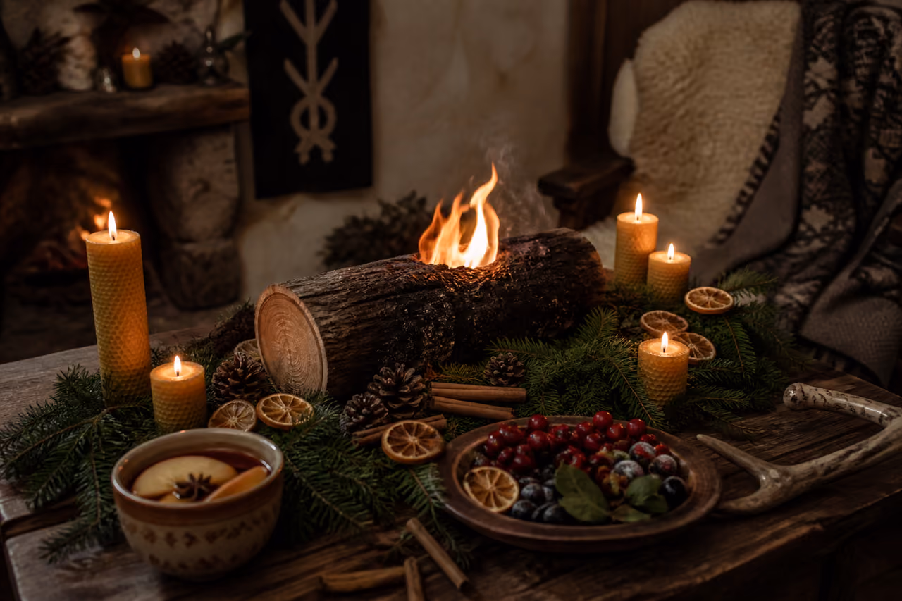 Rustic Table Setting for a Pagan Yule Celebration