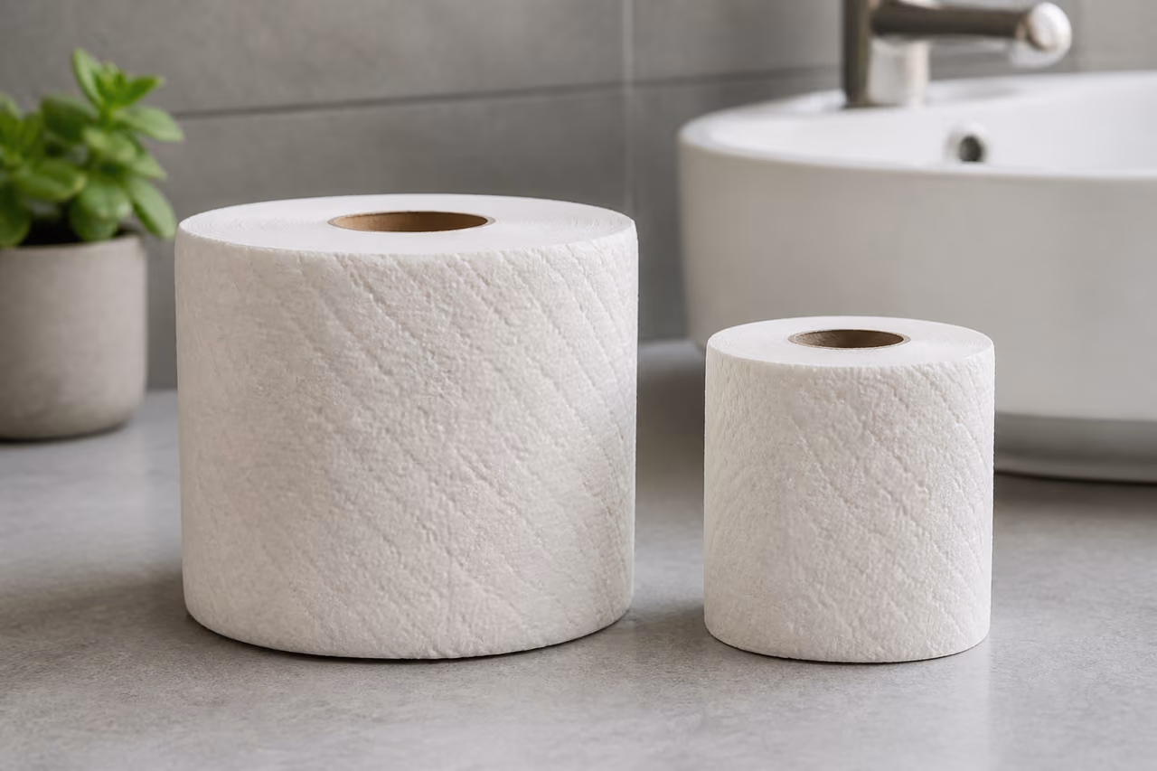 Comparison of Mega Roll and Double Roll Toilet Paper
