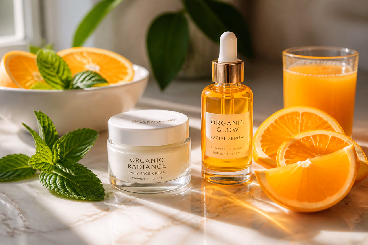 Organic Skincare Set with Fresh Citrus and Pressed Juice