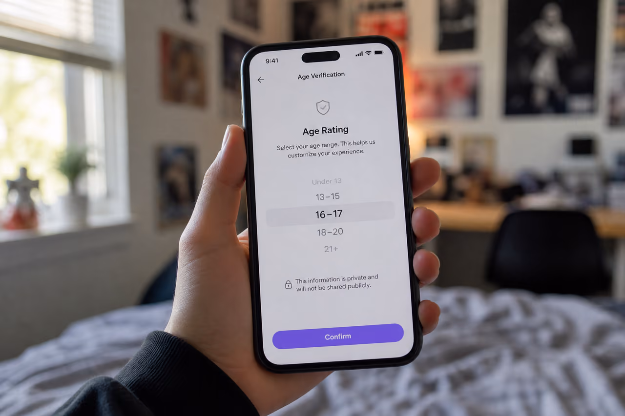 Teenager Checking Snapchat Age Rating on Smartphone