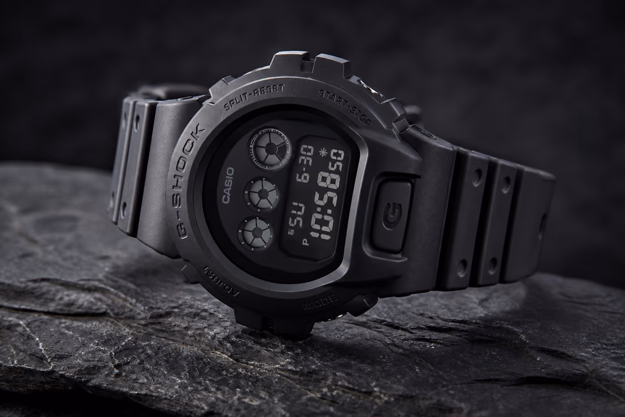 Matte Black Dw-6900bb Digital Watch on Slate Surface