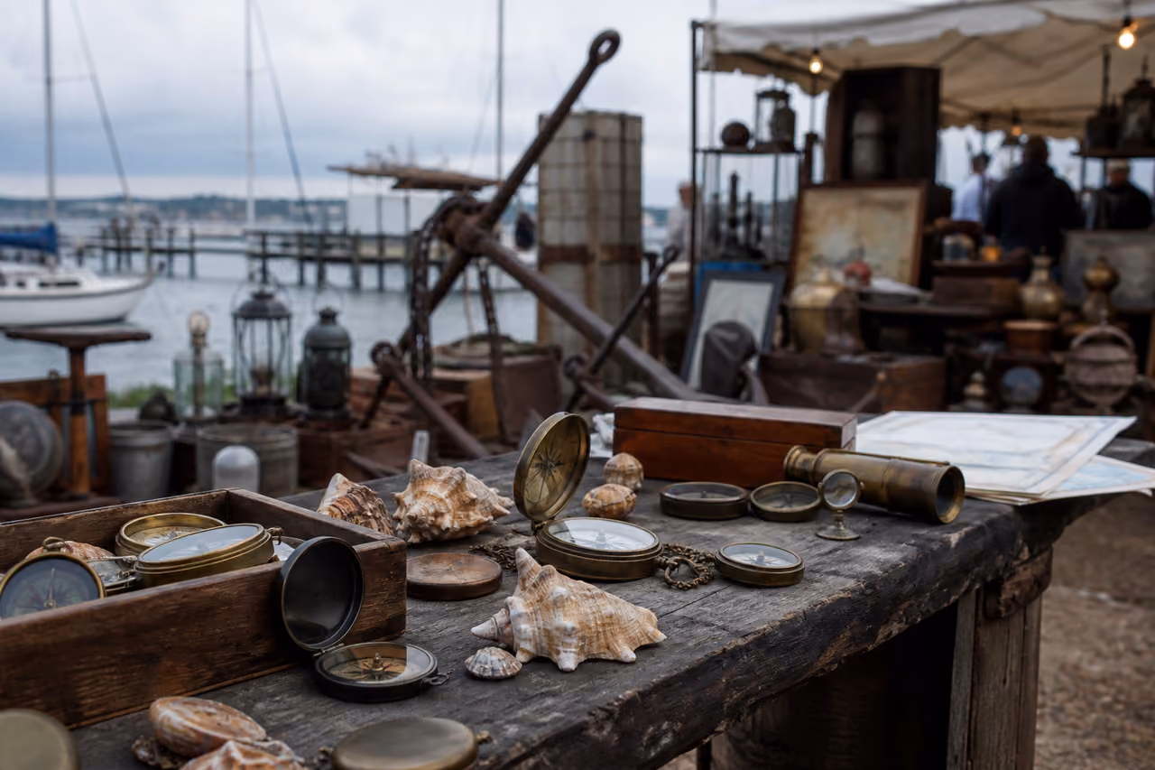 Vintage Maritime Antiques at a Nautical Flea Market in Maryland