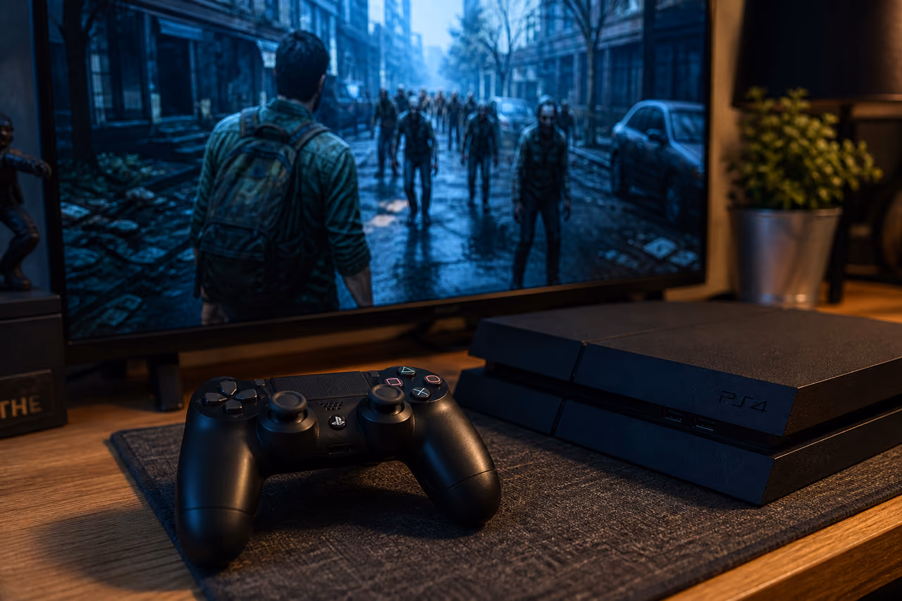 Playstation 4 Console Displaying Zombie Gameplay in City Setting