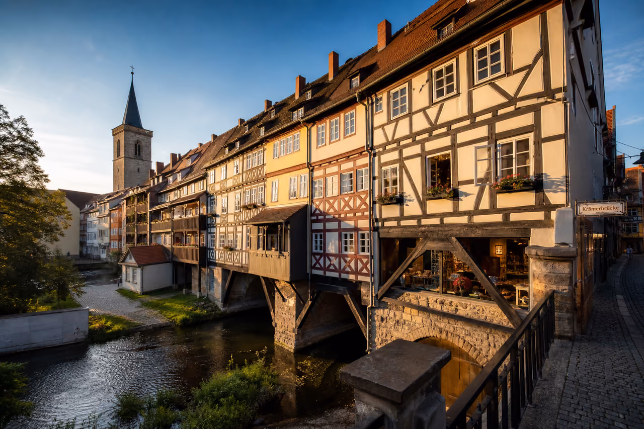 Half-Timbered Houses on the Krämerbrücke Bridge in Erfurt