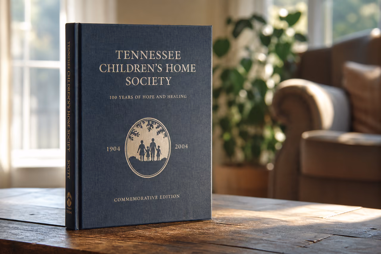 Commemorative Tennessee Children's Home Society Book on Wooden Table
