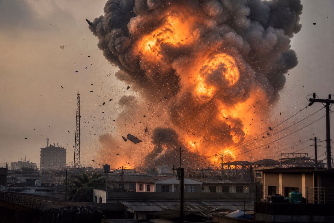 Emergency Responders at a Lagos Nigeria Explosion Site