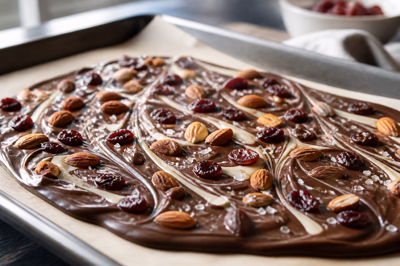 Chocolate Bark Coating with Nuts and Dried Fruit